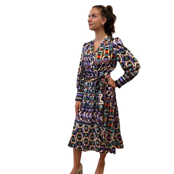 Cansel Multi Print Wrap Dress by SUNCOO PARIS